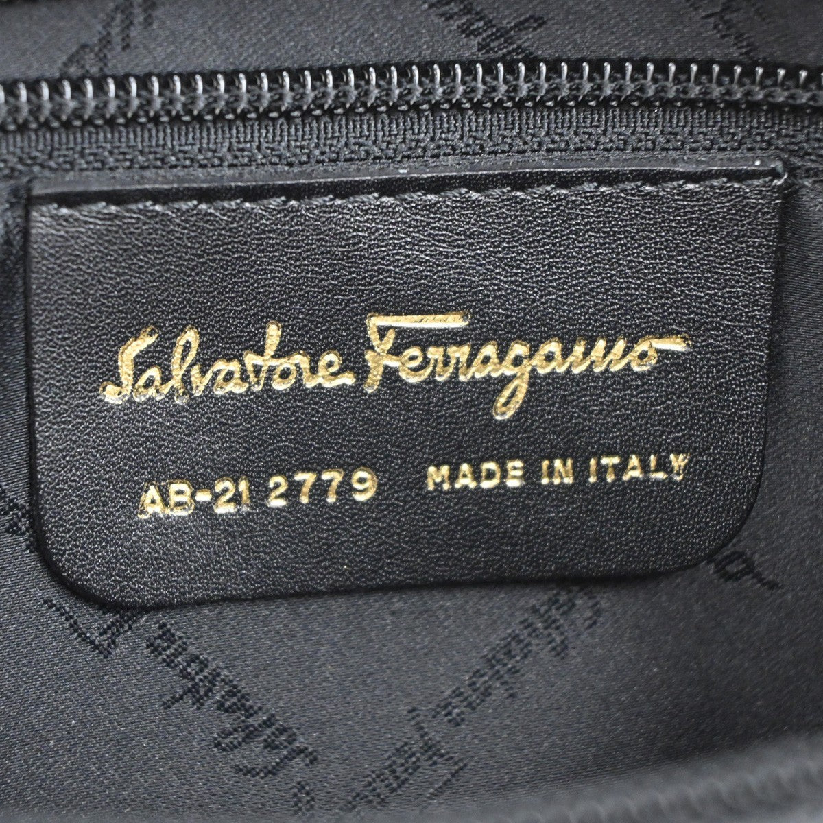 SALVATORE FERRAGAMO Logo Gancini Hand Bag Canvas Leather Black GHW Italy 63CA873
