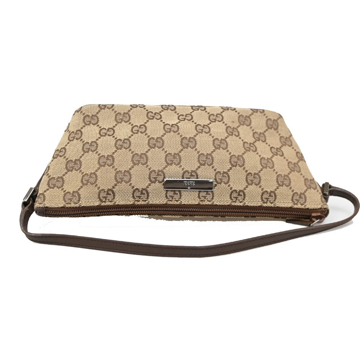 GUCCI GG Pattern Boat Pochette Shoulder Bag Canvas Beige Brown SHW Italy 62DA130