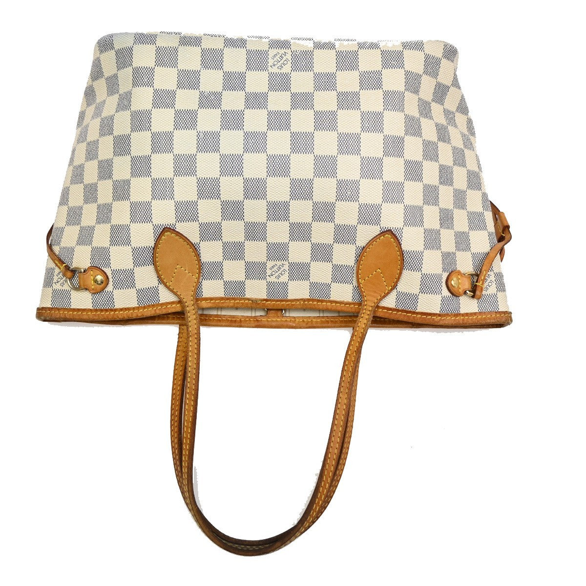 LOUIS VUITTON Neverfull PM Shoulder Tote Bag Damier Azur Leather N51110 74KB806