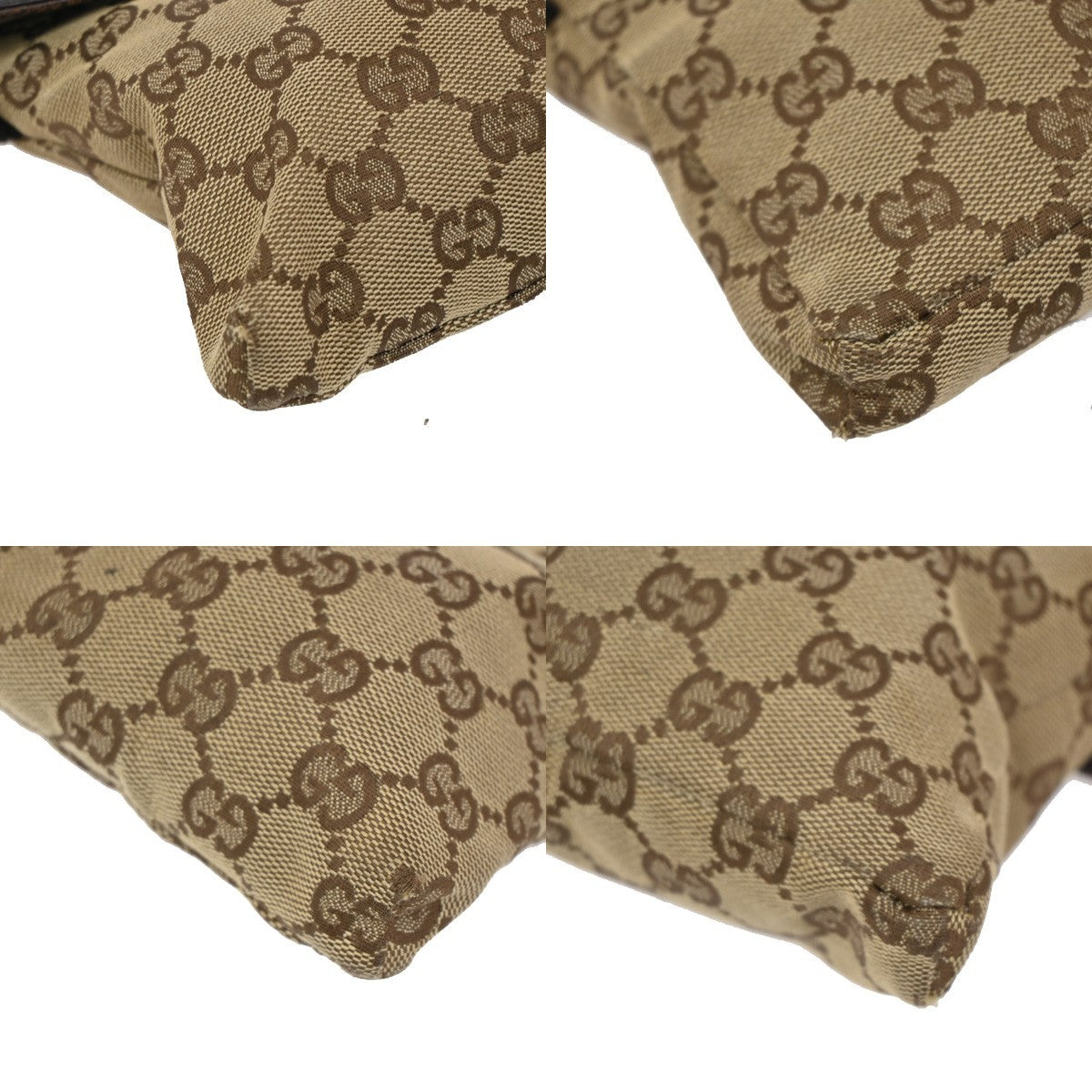 GUCCI GG Pattern Bum Body Bag Canvas Leather Brown Beige SHW Italy 62DA027
