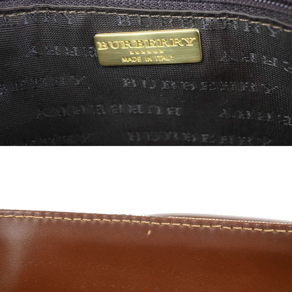 BURBERRY Nova Check Shoulder Bag PVC Leather Brown Beige GHW Italy 31KD012