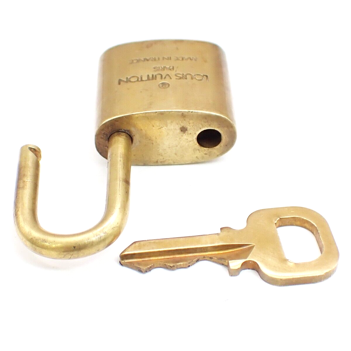 LOUIS VUITTON LV 10 Set  Padlock Key Bag Charm Cadena Gold Plated France 61YF804