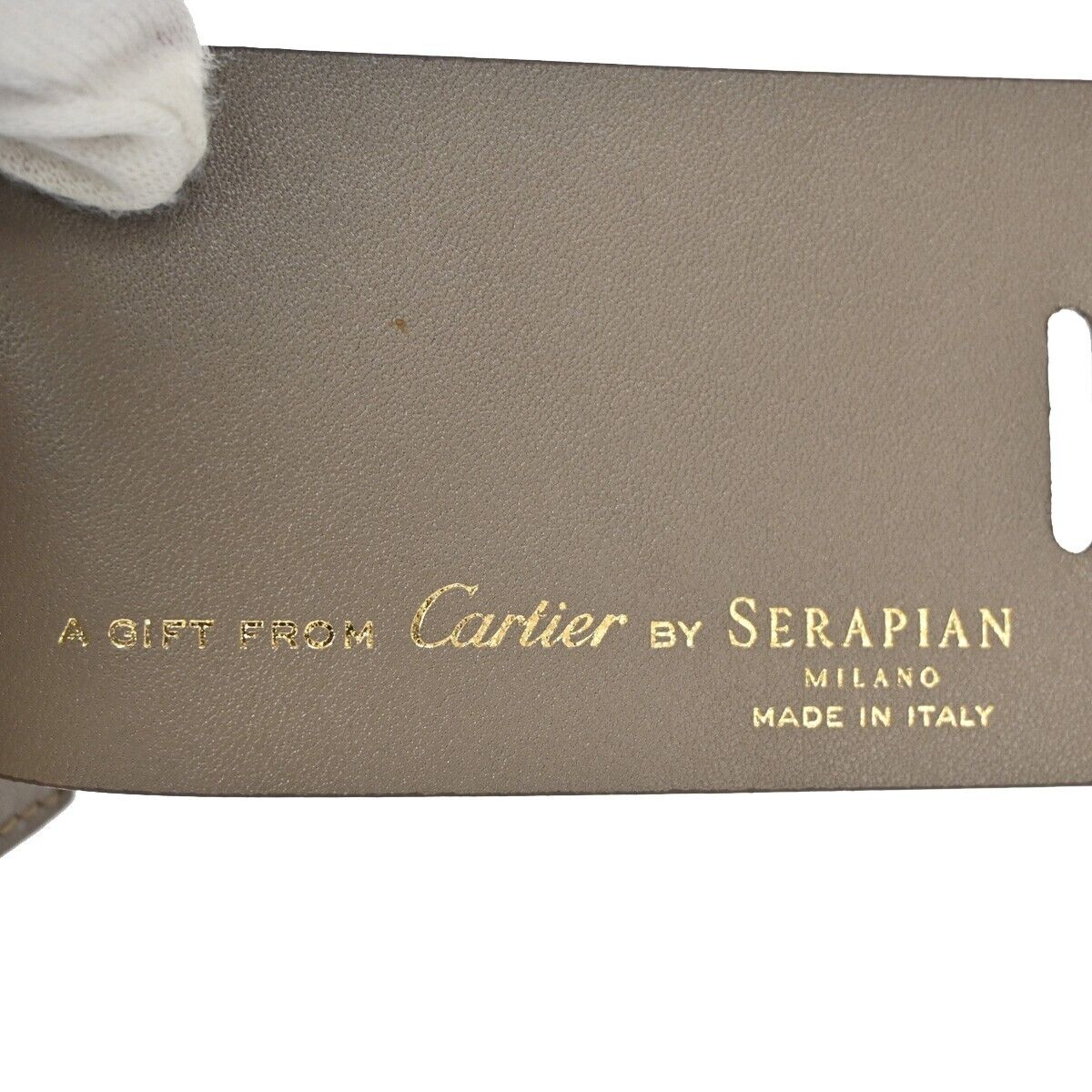 CARTIER BY SERAPIAN Name tag Leopard Leather Brown Italy Bag Accessory 07SH126