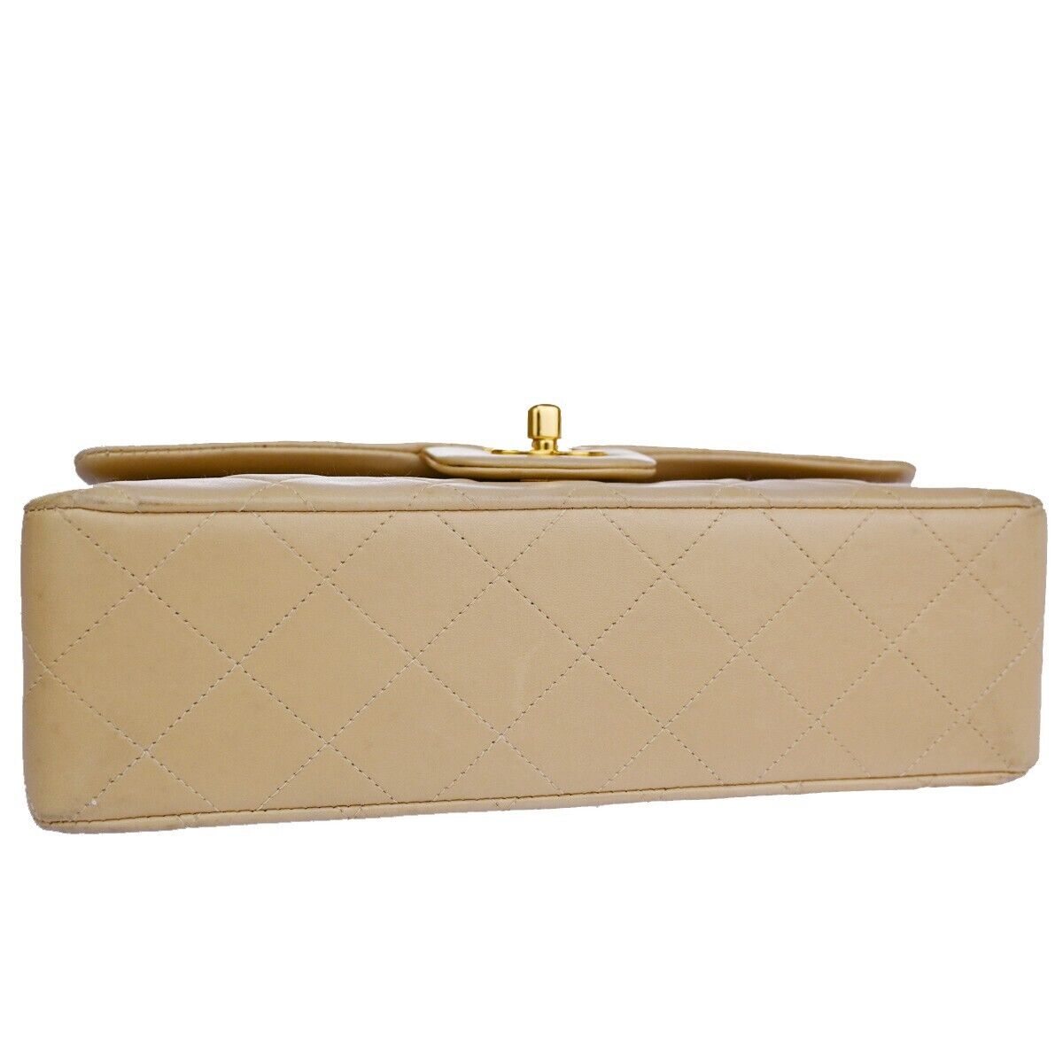CHANEL CC Matelasse 23 Double Flap Chain Shoulder Bag Leather Beige GHW 708RJ451