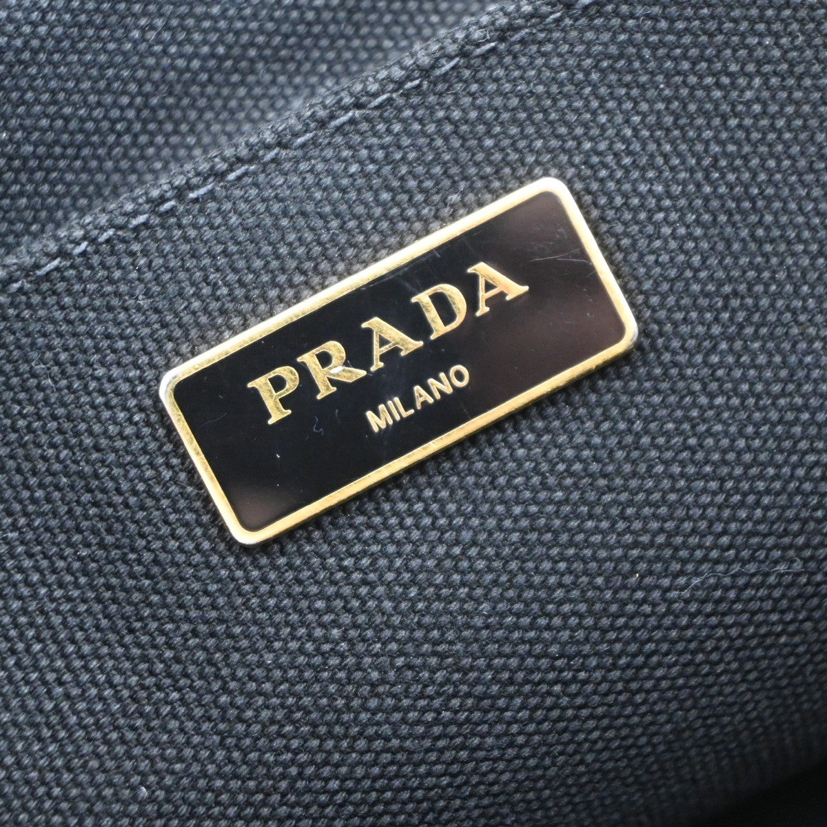PRADA Logo Canapa 2Way Shoulder Hand Bag Canvas Leather Black GHW Italy 74KP225