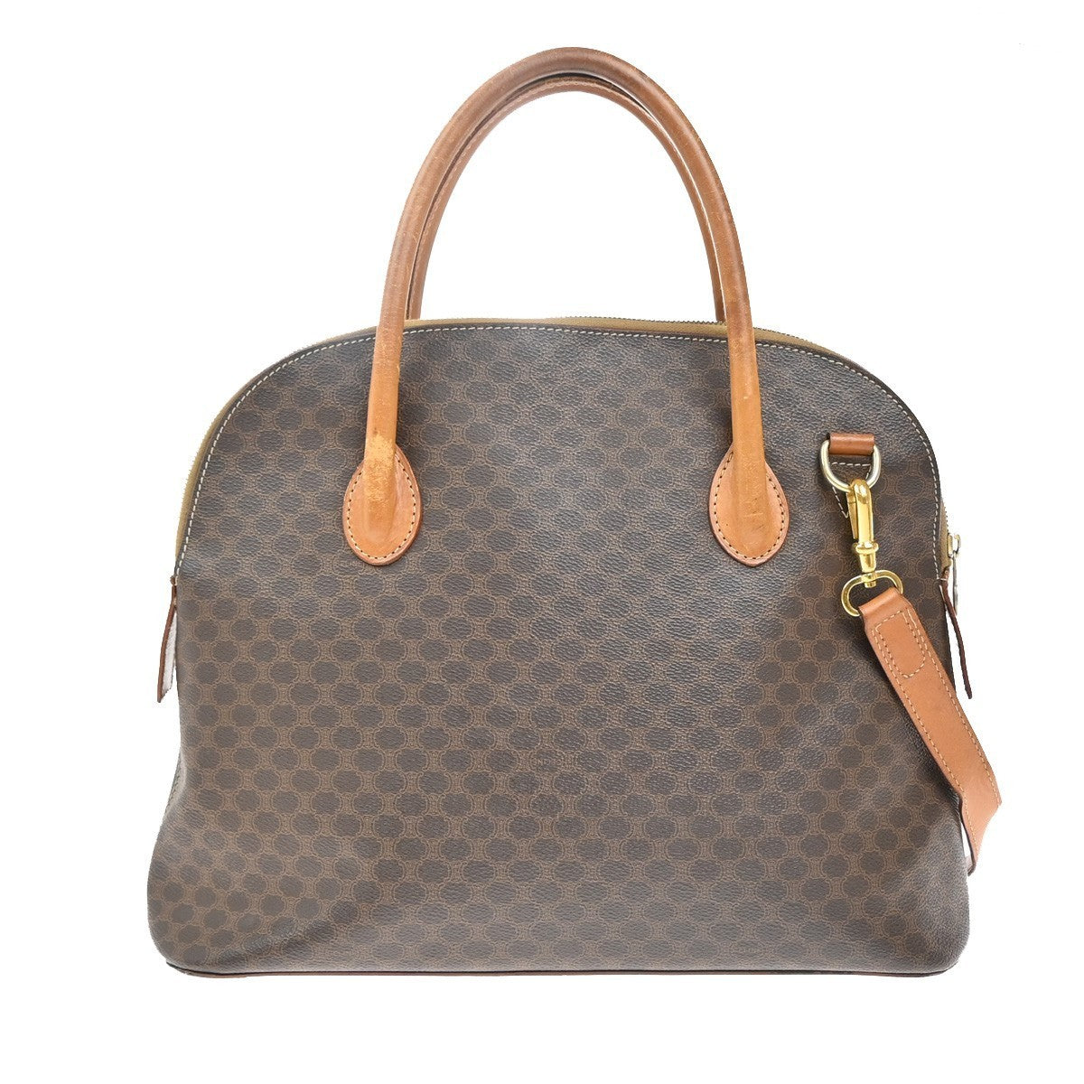 CELINE Logo Macadam 2Way Shoulder Hand Bag PVC Leather Brown GHW Italy 31KP442