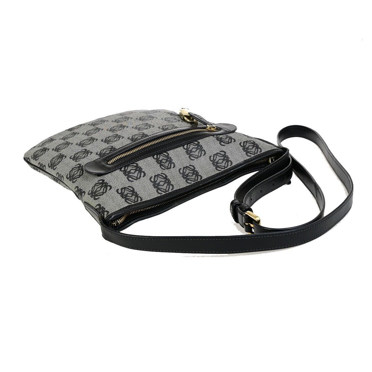 LOEWE Logo Anagram Crossbody Shoulder Bag PVC Leather Navy Blue GHW 32EC953