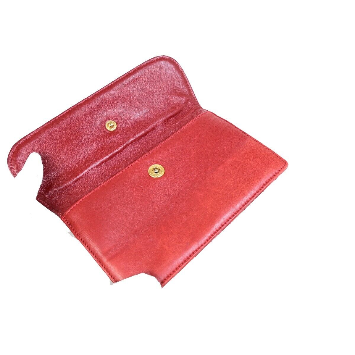 CHANEL CC Logo Matelasse Mini Pouch Wallet Coin Case Leather Red Gold 62EB230