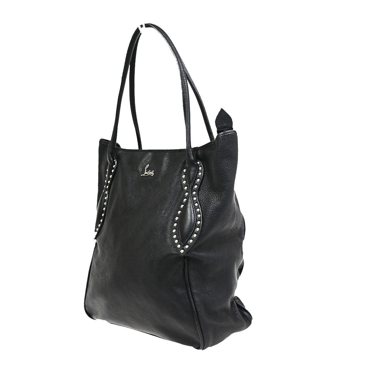CHRISTIAN LOUBOUTIN Tote Shoulder Bag Leather Black France SHW  71CB053