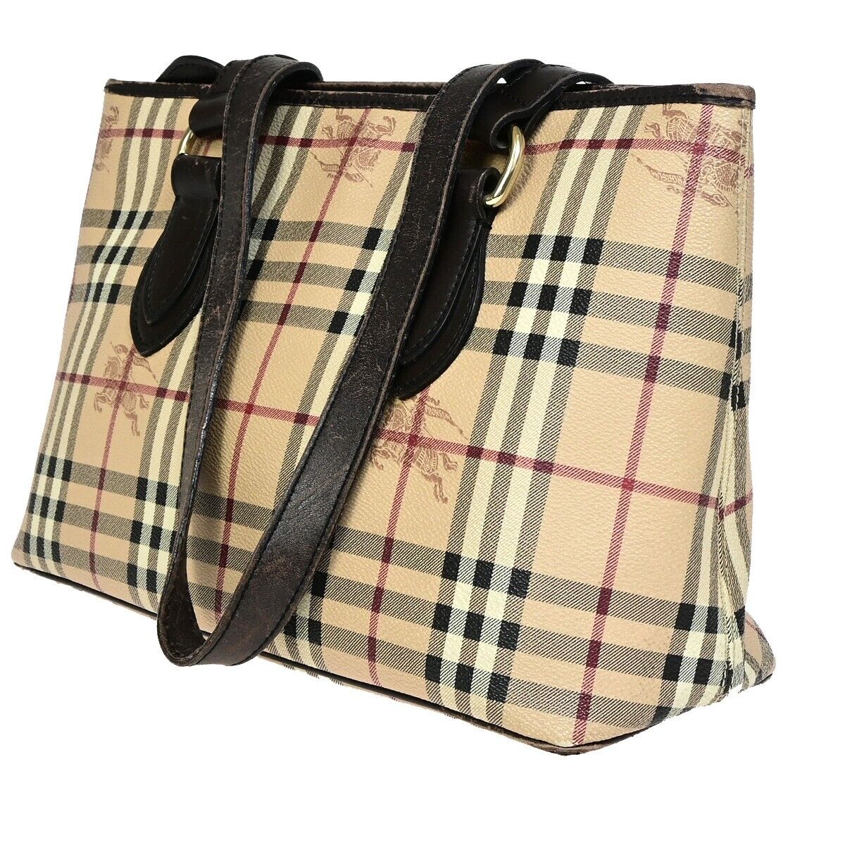 BURBERRY Logo Nova Check Shoulder Tote Bag Canvas Leather Beige Brown 67SJ006
