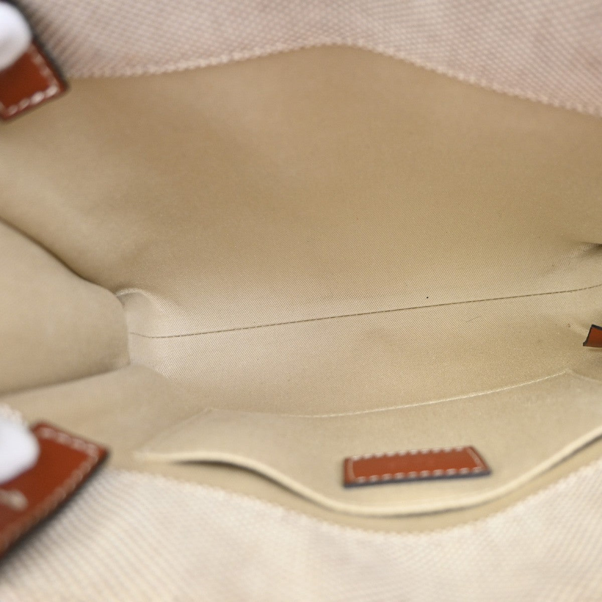 CHLOE Logo Woody Small Hand Tote Bag Canvas Leather Beige Brown Italy 77RQ021