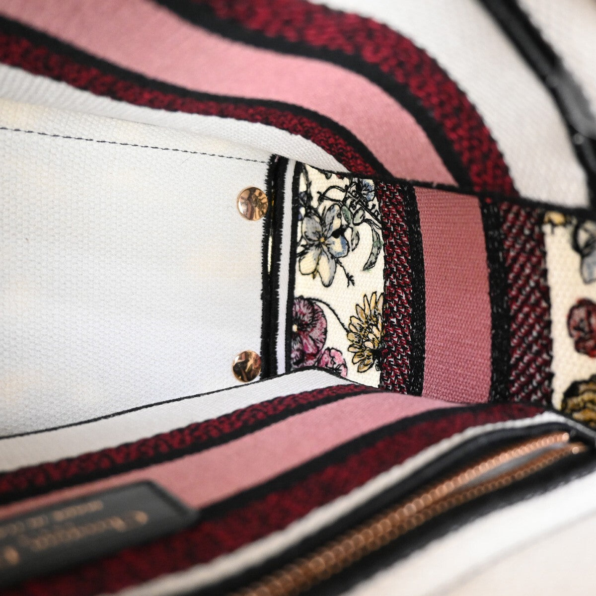 CHRISTIAN DIOR Lady D-Lite Florilegio Embroidery 2Way Hand Bag Canvas 782LC456
