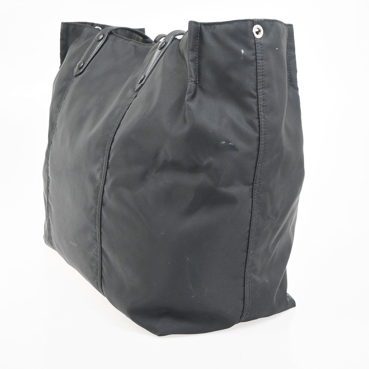 PRADA Logo Tessuto Shoulder Tote Bag Nylon Leather Black SHW Italy 33KC923
