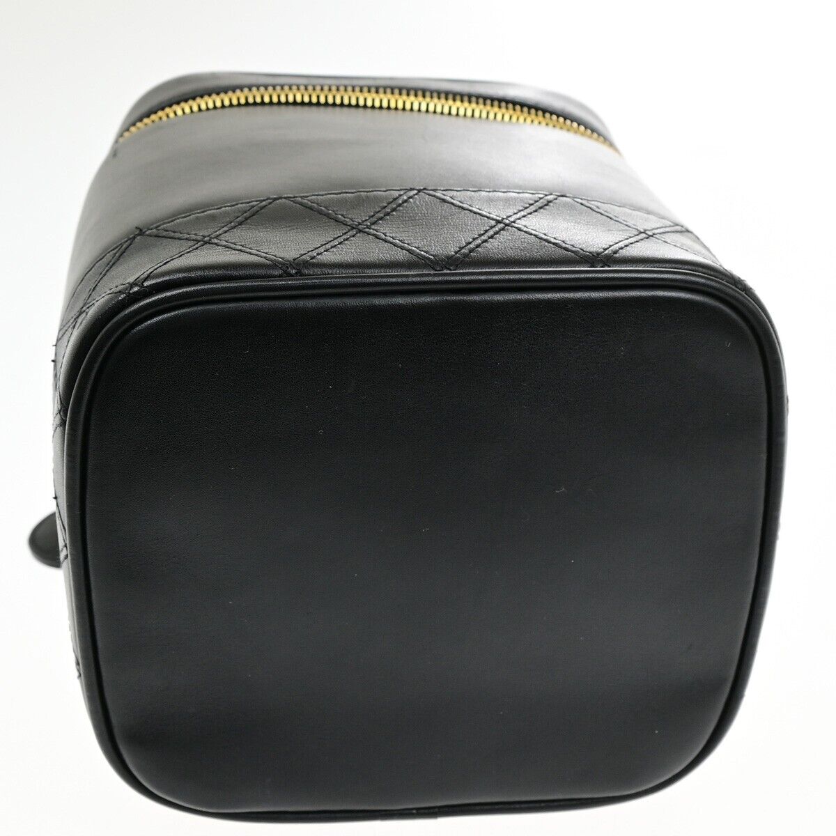 CHANEL CC Logo Bicolore Vanity Hand Bag Leather Black GHW Italy 76ED424