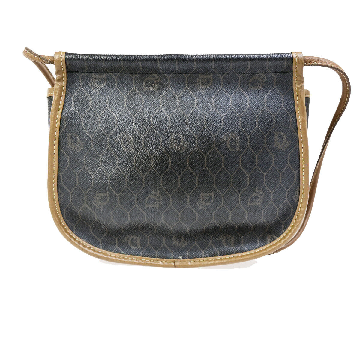 CHRISTIAN DIOR Logo Honeycomb Mini Shoulder Bag PVC Leather Brown GHW 61YG492