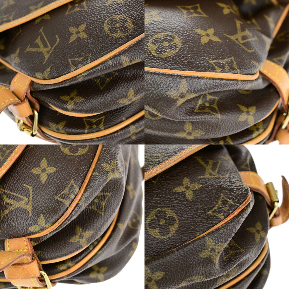 LOUIS VUITTON Logo Saumur 30 Shoulder Bag Monogram Leather Brown M42256 18YF645