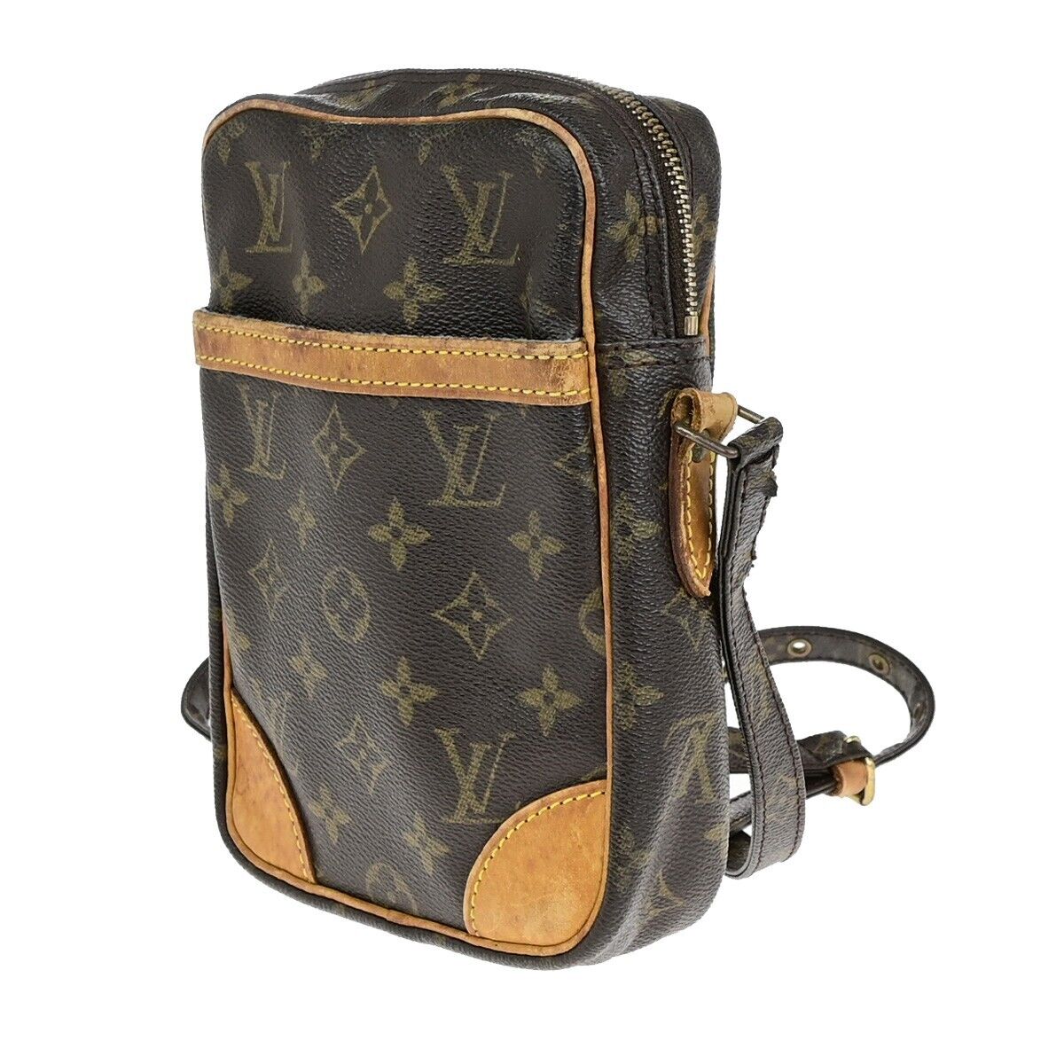 LOUIS VUITTON Danube Shoulder Bag Monogram Leather Brown France M45266 64ED013