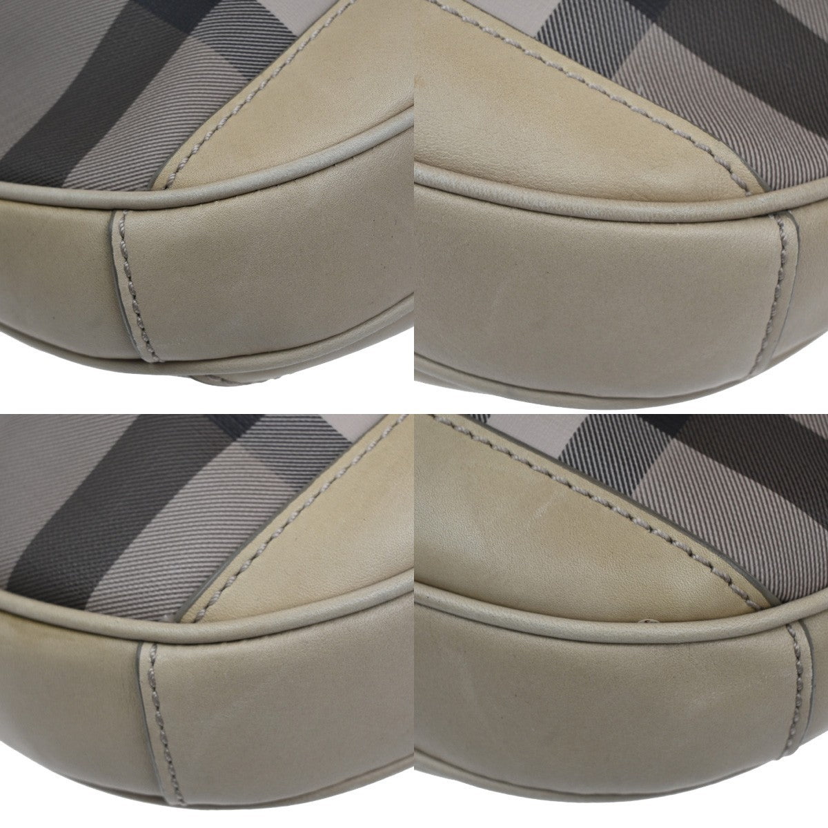 BURBERRY Logo Nova Check pattern Shoulder Hand Bag PVC Leather Beige 36MA197