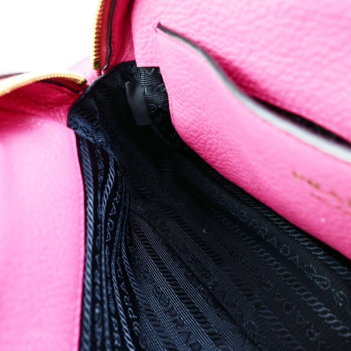 PRADA Logo Crossbody Flap Shoulder Bag Leather Pink GHW 50RK724