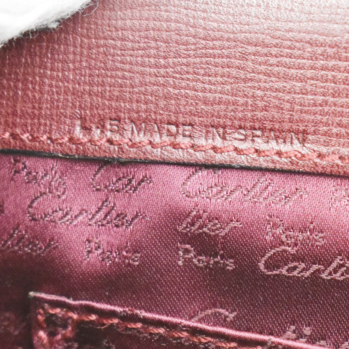 CARTIER 2C Logos Hand Bag Leather Red Gold-Plated Made In Spain 78KB311