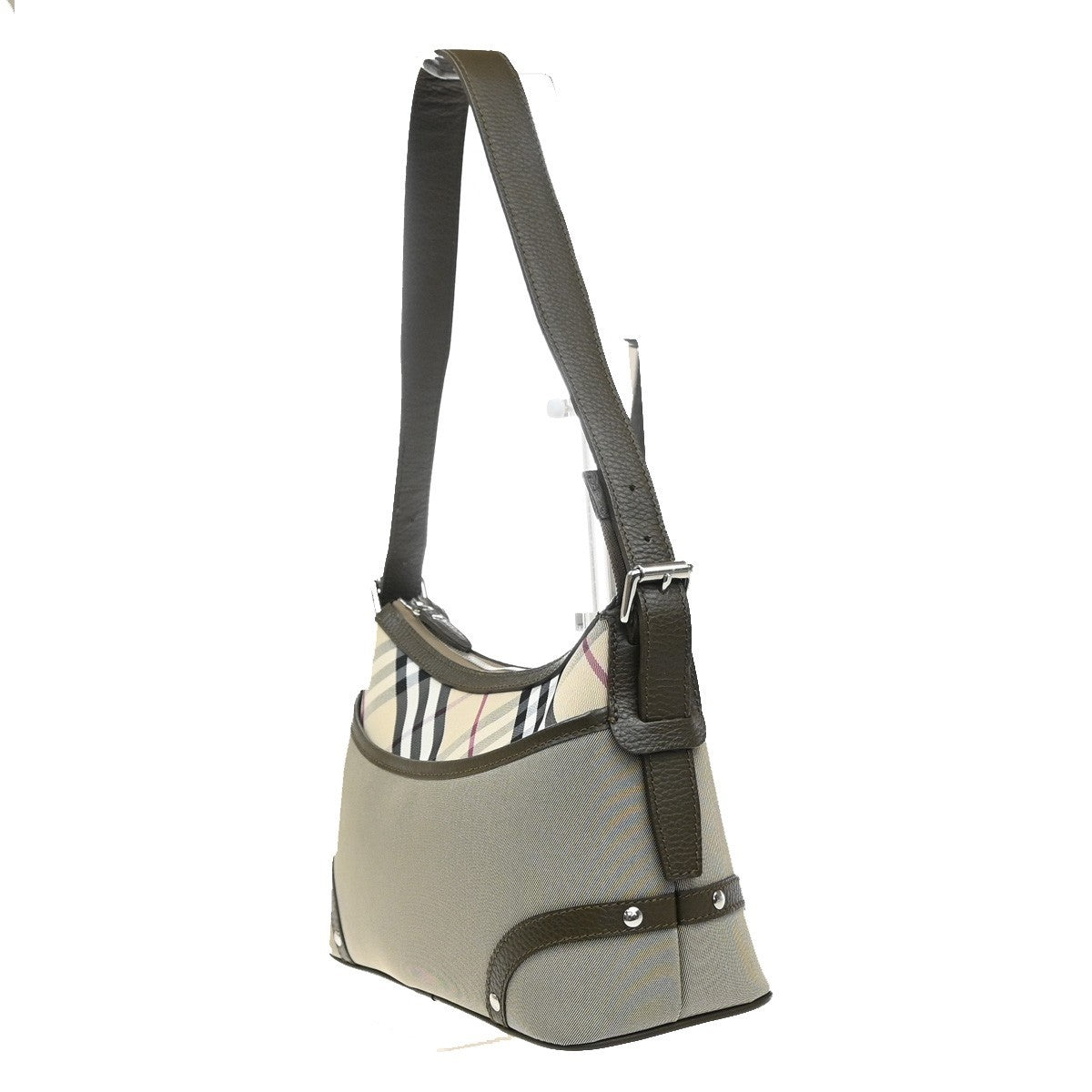 BURBERRY Logo Nova Check Shoulder Hand Bag Canvas Leather KI BE SHW 34RQ034
