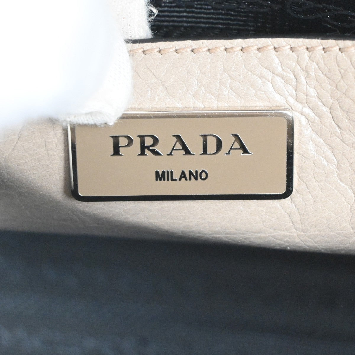 PRADA MILANO Logo 2Way Shoulder Hand Bag  Leather Beige SHW Italy 86TA512