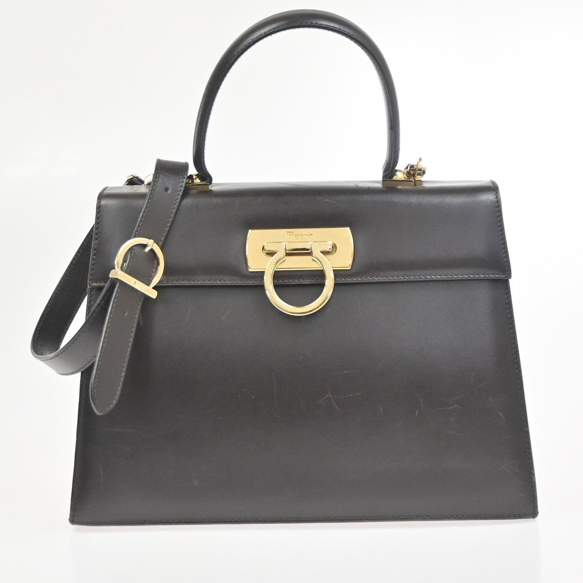 SALVATORE FERRAGAMO Gancini 2Way Shoulder Hand Bag Leather BN Italy GHW 83RL933