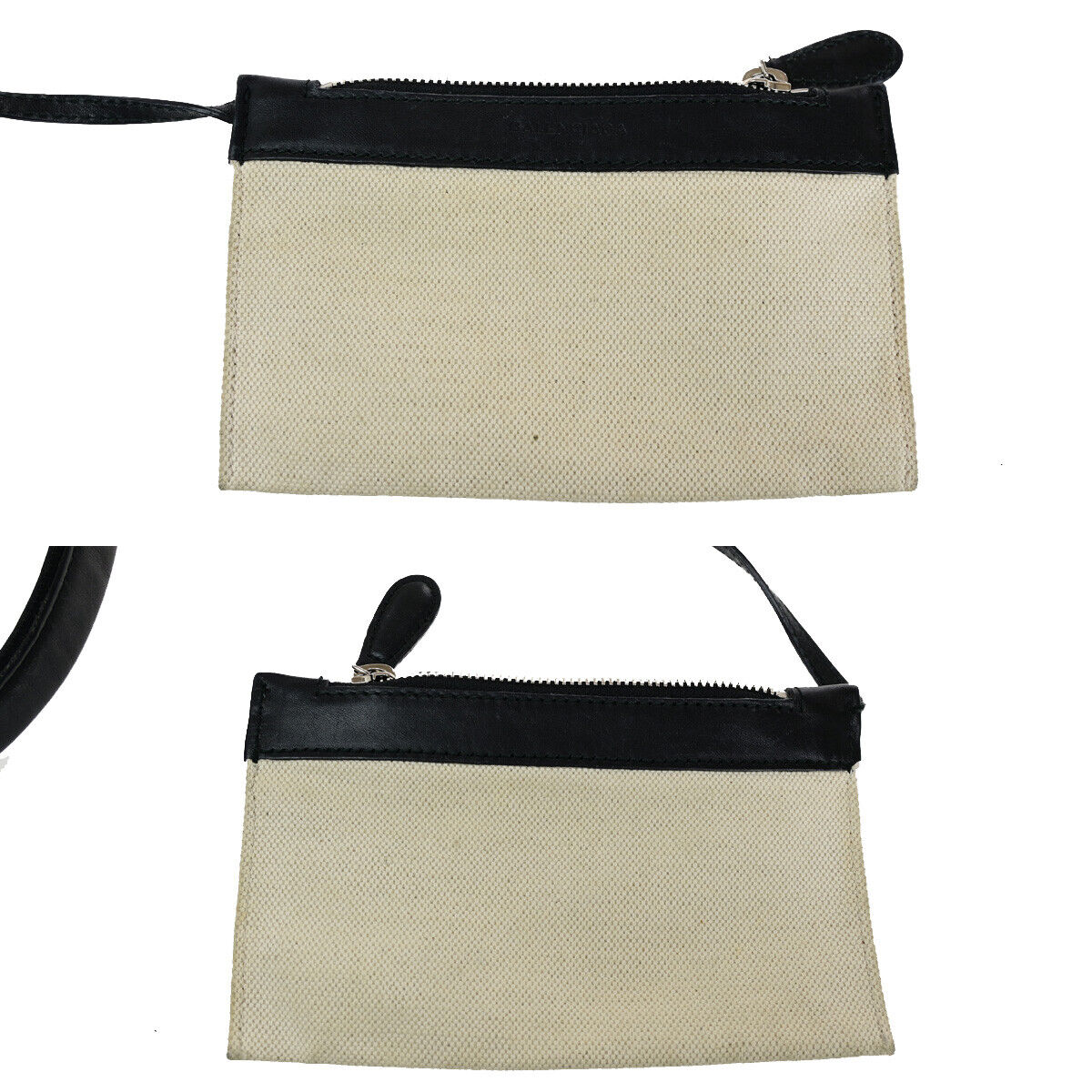 BALENCIAGA Navy Cabas XS 2Way Shoulder Hand Bag Canvas Leather Ivory BK 69YE661