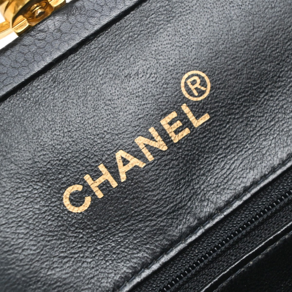 CHANEL Matelasse Hand Bag Grained Calfskin Leather Black Vintage 678RP050