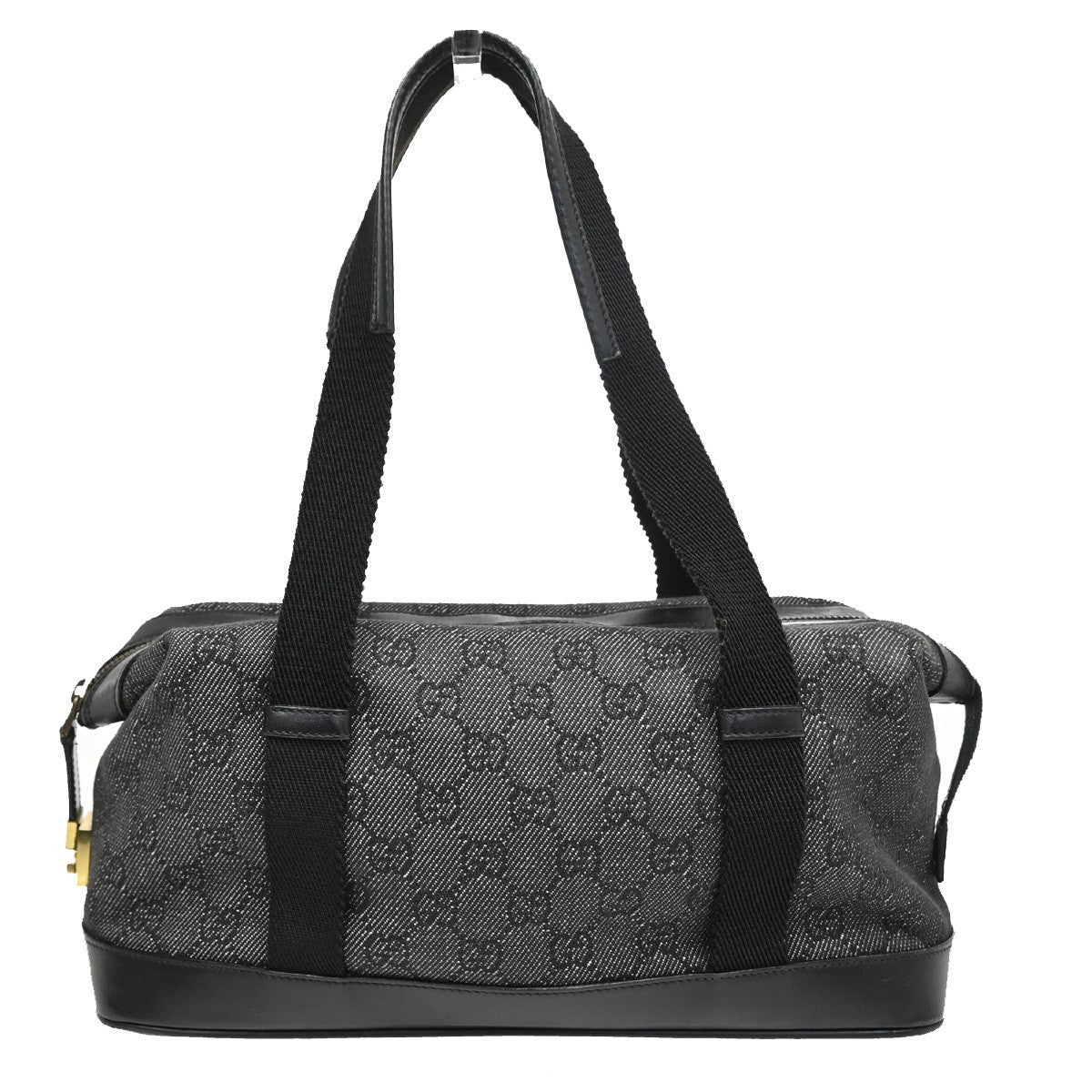 GUCCI GG Pattern Shoulder Hand Bag GGCanvas Leather Gray Black GHW 36TA167