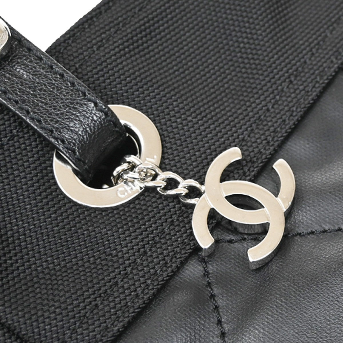 CHANEL CC Paris Biarritz PM Shoulder Bag Coating Canvas Leather BK SHW 674RL562