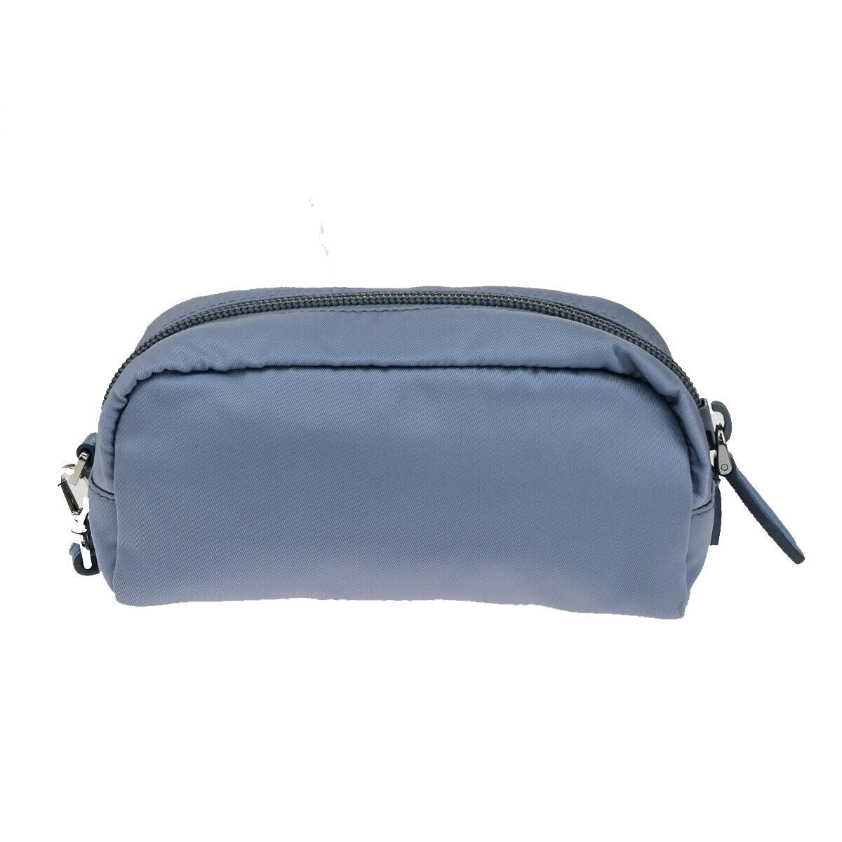 PRADA Logo Tessuto Cosmetic Mini Pouch Nylon Leather Blue SHW Italy 66YG675