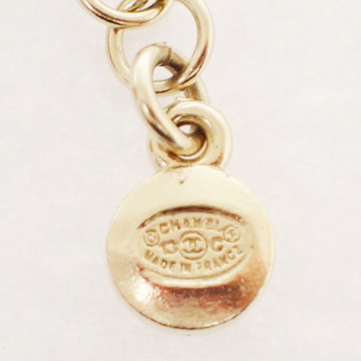 CHANEL CC Rhinestone Imitation Pearl Ribbon Chain Necklace 13C White GHW 20RJ332