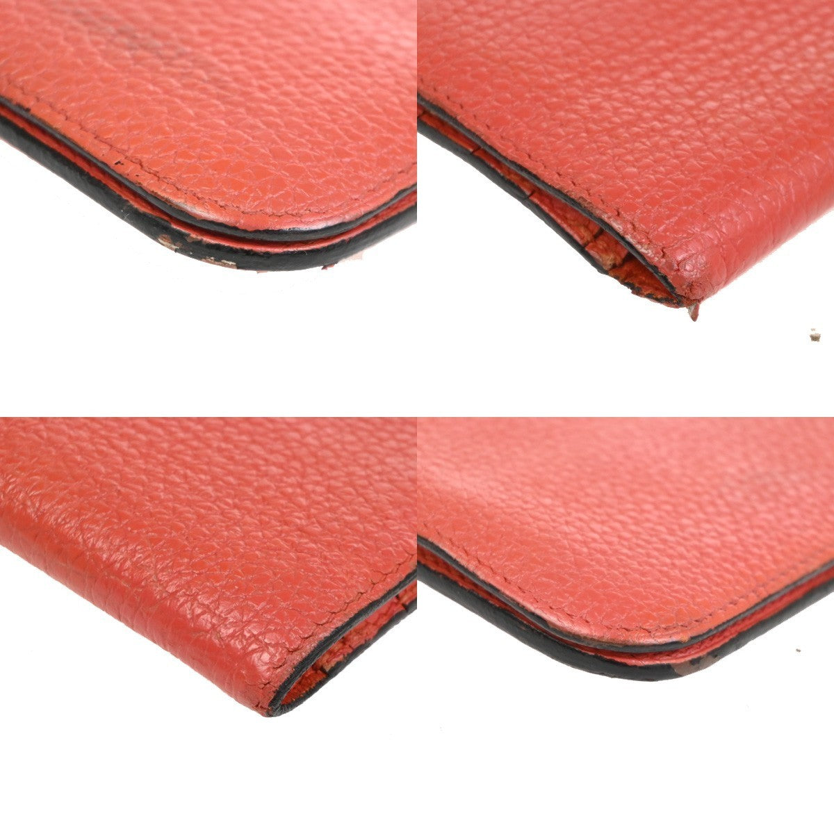 HERMES Logos Dogon GM Long Bifold Wallet Togo Leather Red  France SHW 31RL985