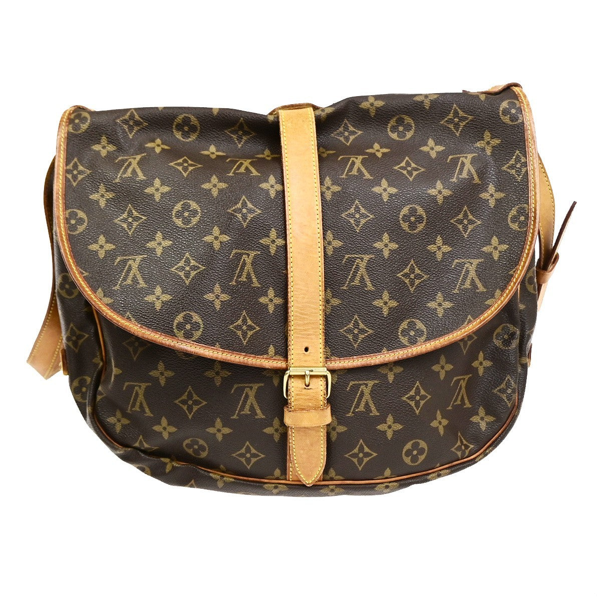 LOUIS VUITTON Logo Saumur 30 Shoulder Bag Monogram Leather Brown M42256 73CB038