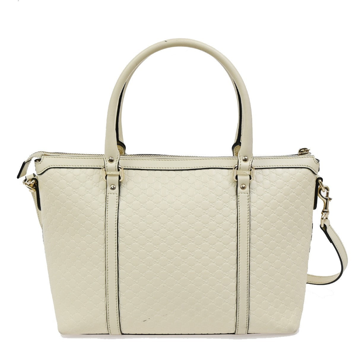 GUCCI Micro GG Guccissima 2Way Shoulder Hand Bag Leather White Italy 23KB342