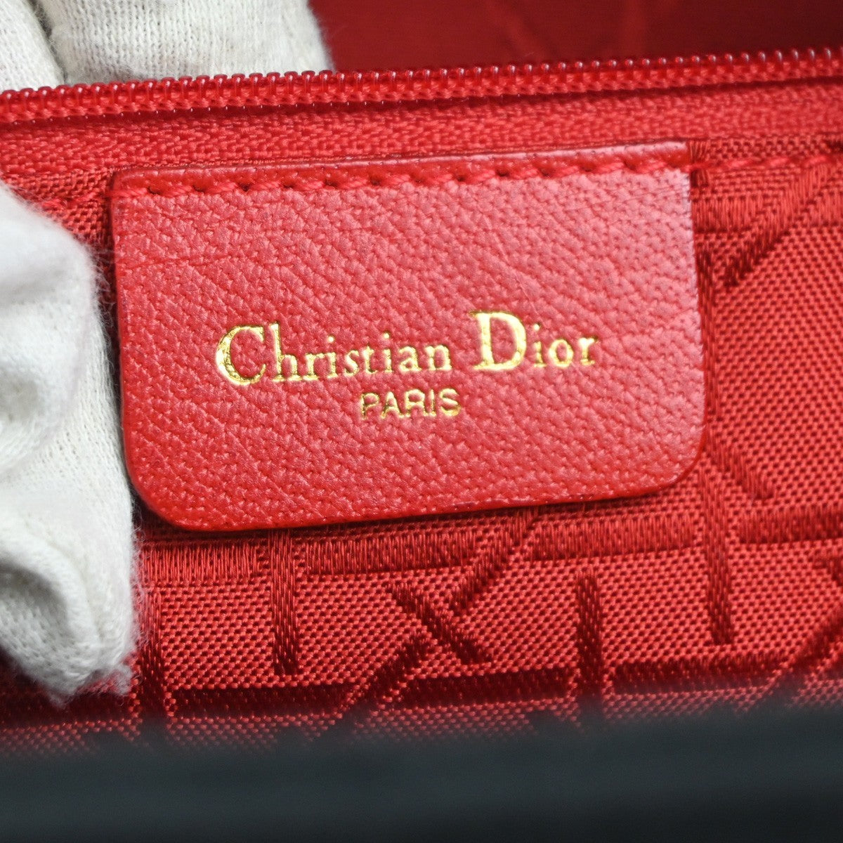 CHRISTIAN DIOR Logo Lady Cannage Hand Bag  Nylon Leather Black GHW Italy 79KC991