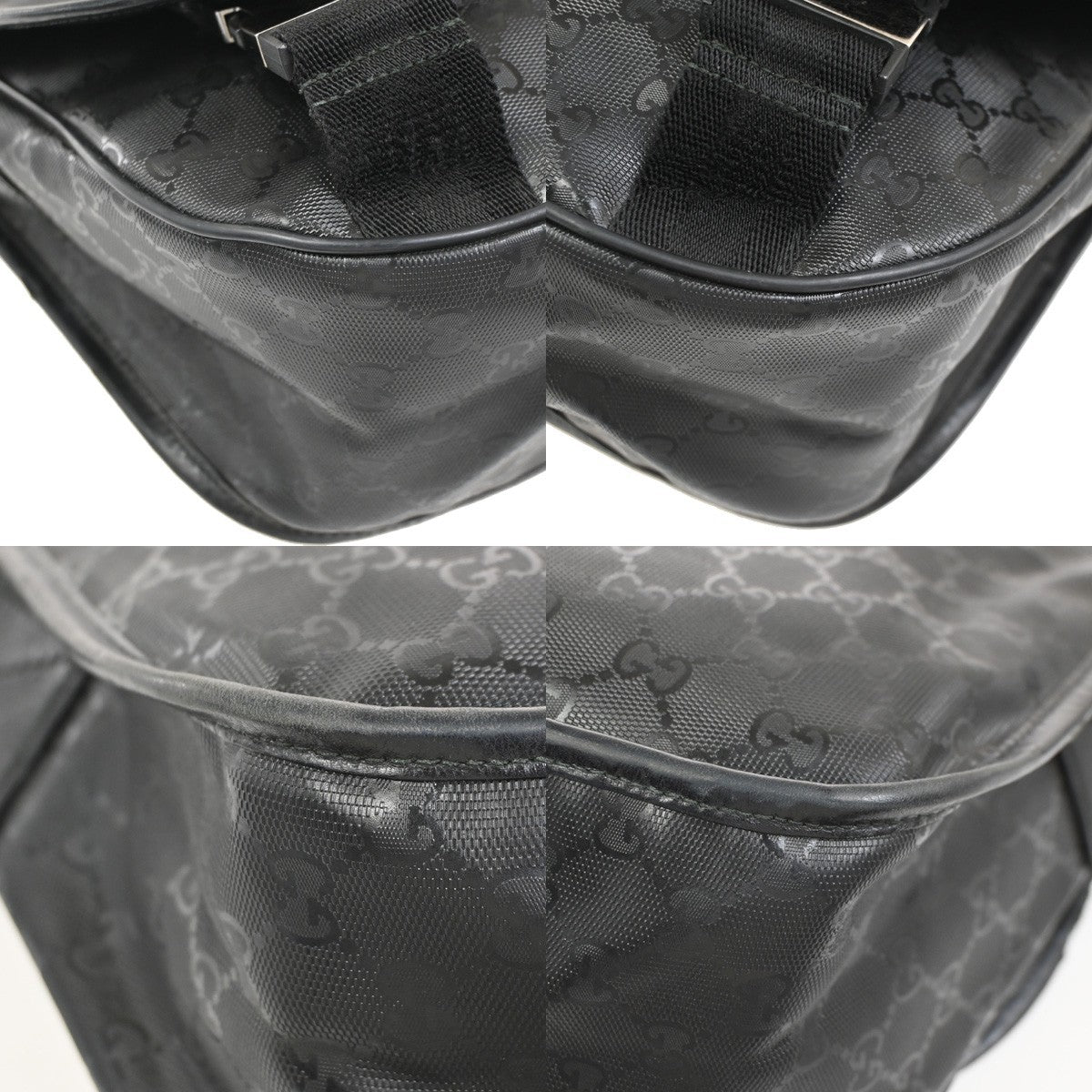GUCCI Logo GG Pattern Imprime Shoulder Bag PVC Leather Black SHW Italy 34KC635