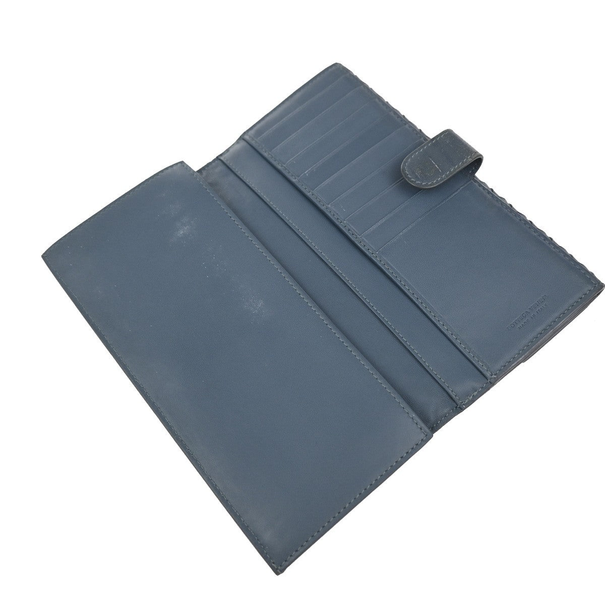 BOTTEGA VENETA Logo Intrecciato Long Bifold Wallet Leather Blue 67KP374