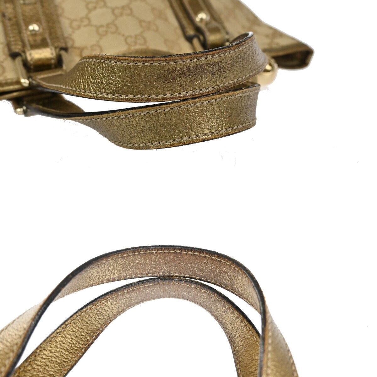 GUCCI GG Pattern Sherry Mini Hand Bag canvas Leather Beige Gold Italy 67DA078