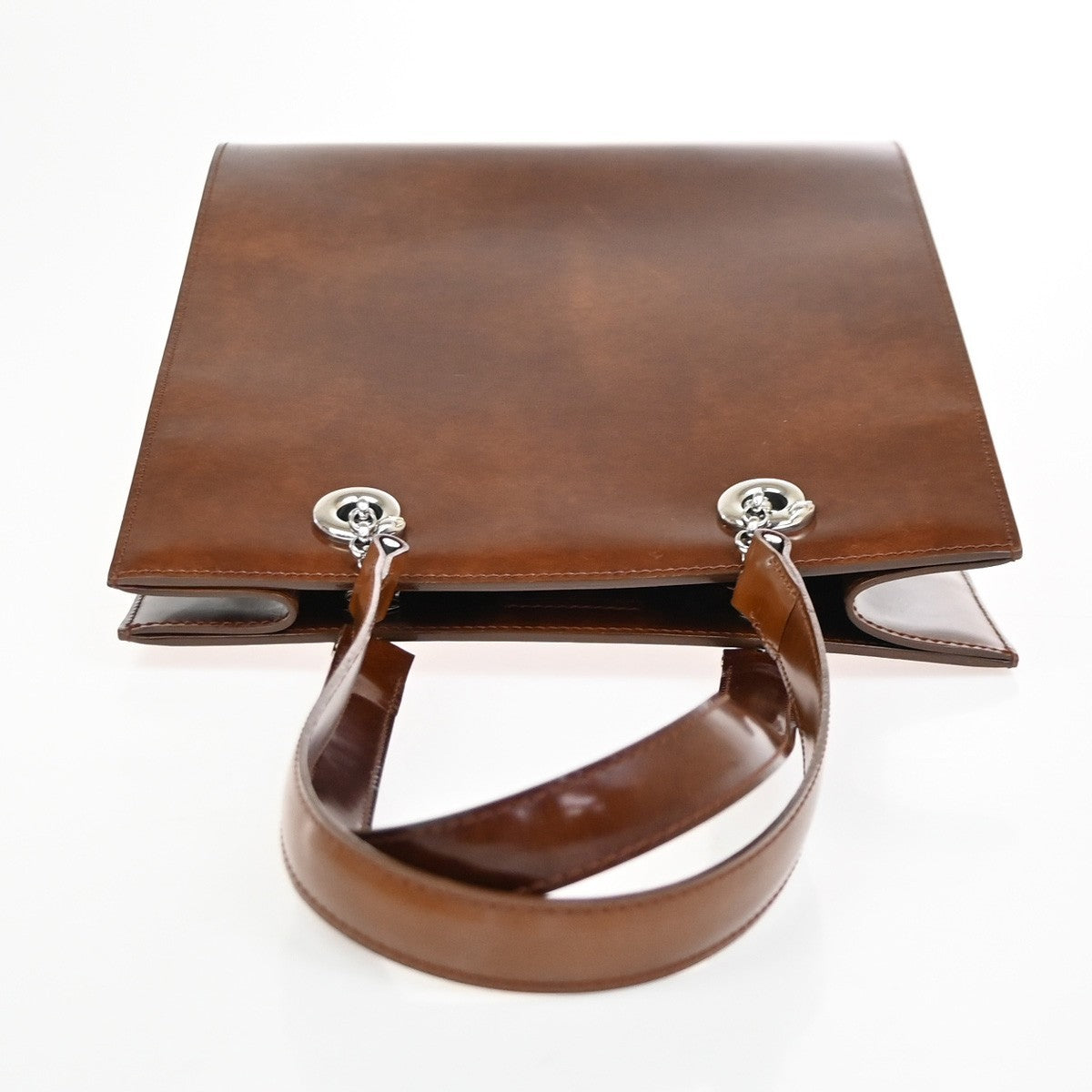 CARTIER Logo Panther Chain Shoulder Bag Patent Leather Brown SHW Frace 84RL974