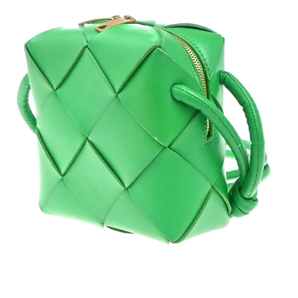 BOTTEGA VENETA Cassette Intrecciato Mini Shoulder Bag Leather Green GHW 27RP093