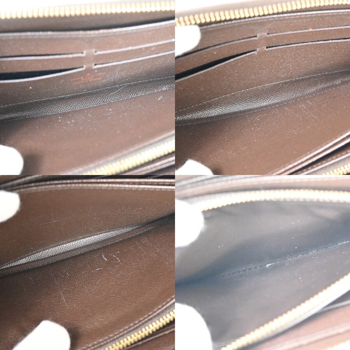 LOUIS VUITTON Zippy Wallet Long Bifold Purse Damier Leather Brown N60015 35FA146