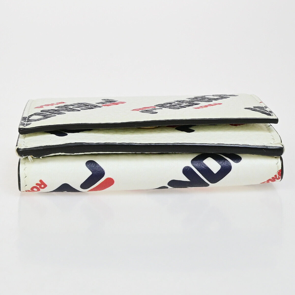 FENDI ✕ FILA Trifold Compact Wallet Leather White Blue Red Italy 33EB562