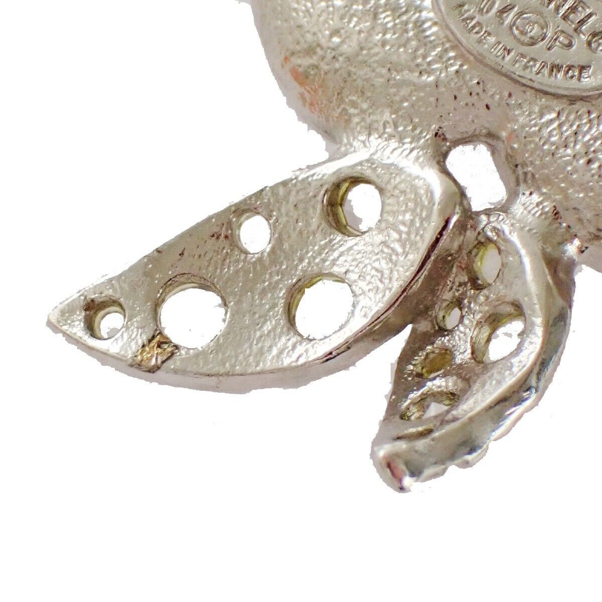 CHANEL 2 Set Earrings Brooch Rhinestone Camellia Clover 04P Clip-On SHW 16LC298