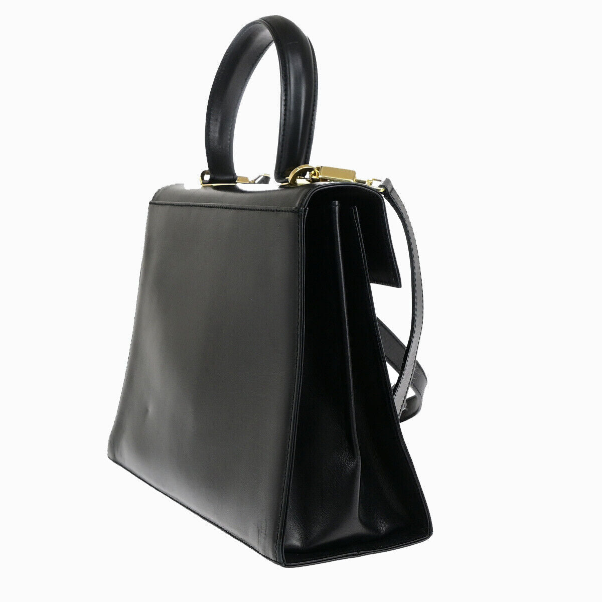 SALVATORE FERRAGAMO Gancini 2Way Shoulder Hand Bag Leather Black GHW 89YF705