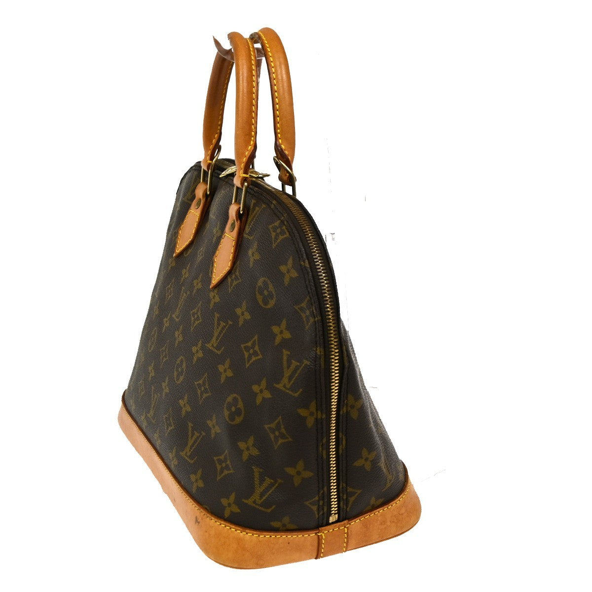 LOUIS VUITTON LV Logo Alma Hand Bag Monogram Leather Brown France M51130 88KC295