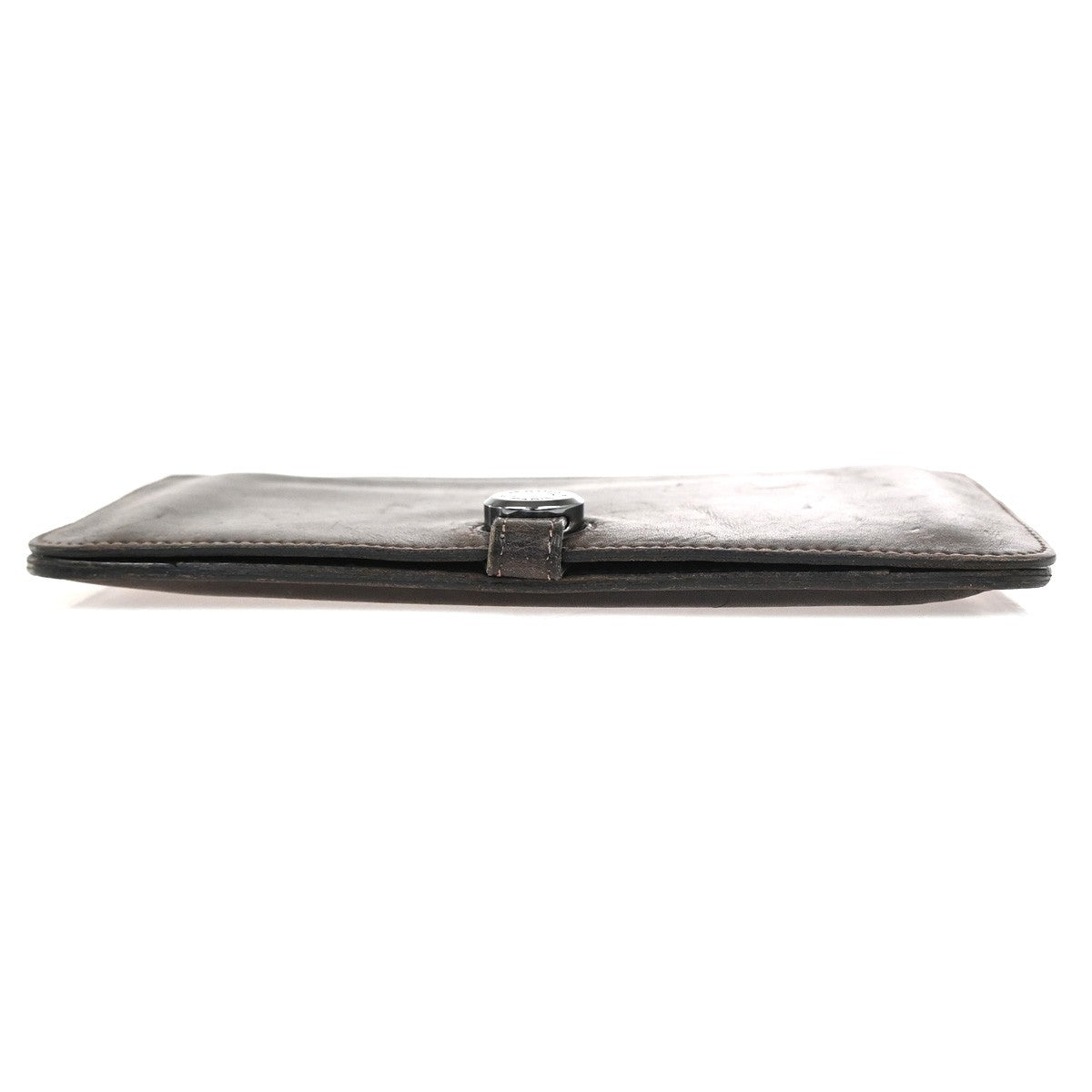 HERMES Logo Dogon GM Long Bifold Wallet Purse Box Calf Leather Brown SHW 39YH879