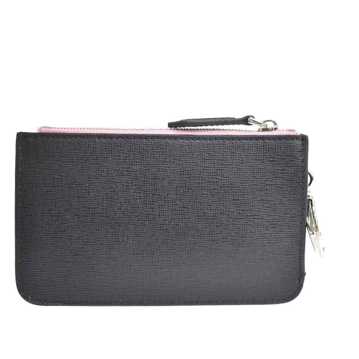 FENDI BAG BUGS Monster Coin Wallet Key Clip Leather Black Pink Silver 66YD090