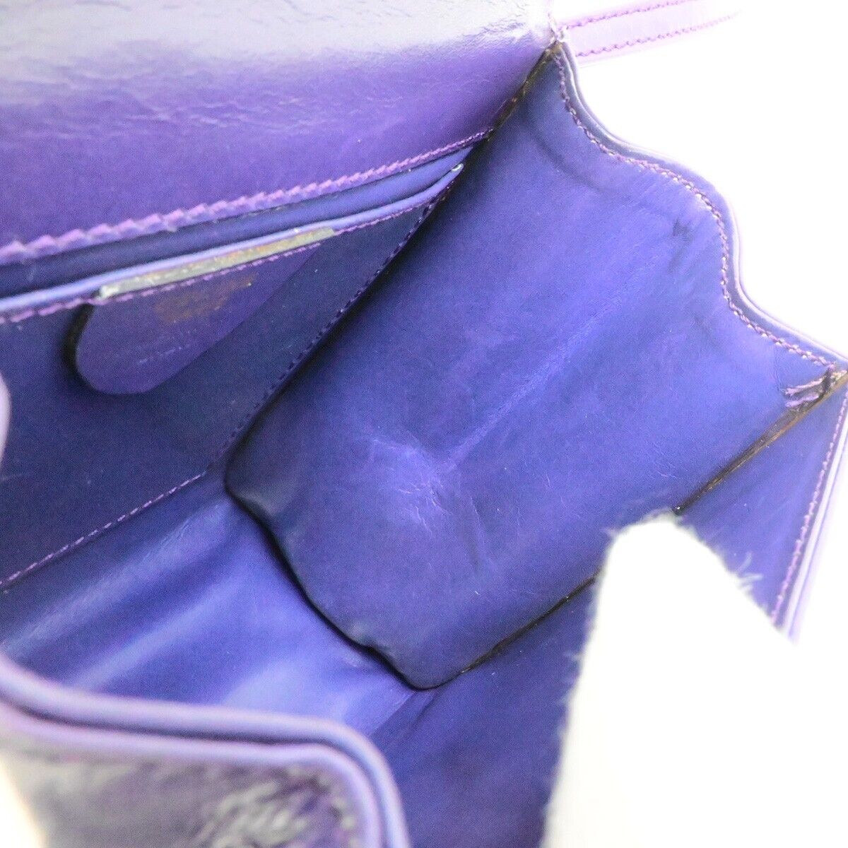 CELINE Logo Mini Shoulder Bag Leather Purple GHW Made In Italy 82FB516